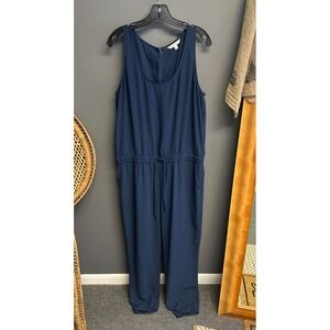 CAbi Jumpsuit Womens Size L Navy Classic Summer Sleeveless Drawstring Waist
